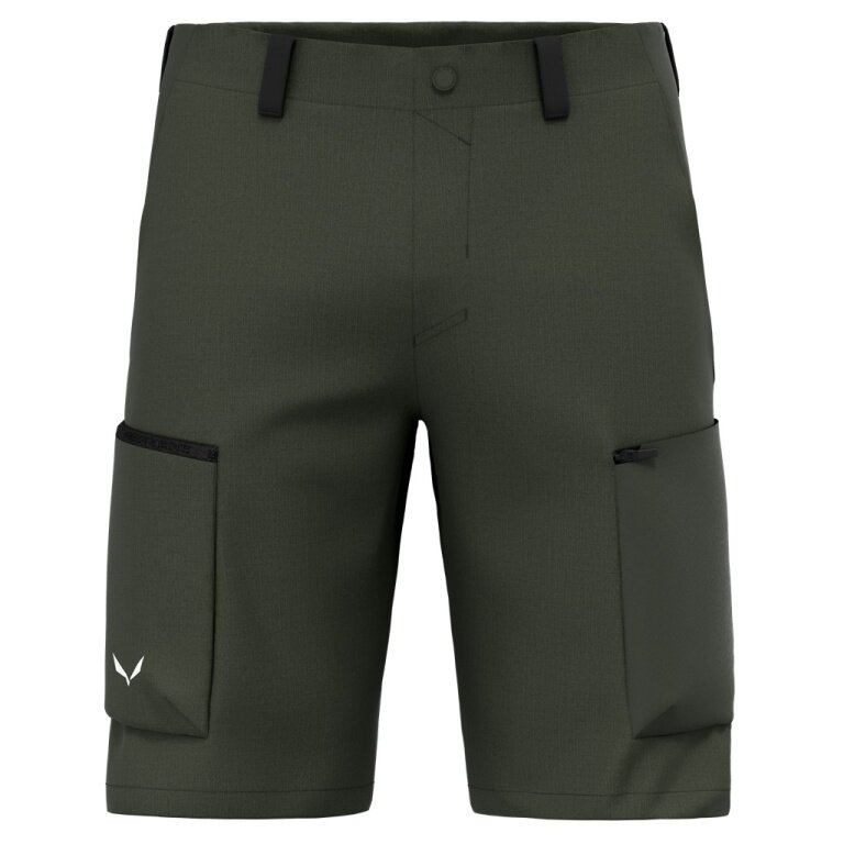 Salewa Trekking-Wanderhose Puez Hemp Durastretch Short (atmungsaktiv, strapazierfähig) kurz dunkelolivgrün Herren
