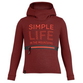 Salewa Kapuzenpullover Simple Dry Hoodie (Baumwolle-Mischung, warm, schnelltrocknend) weinrot Kinder
