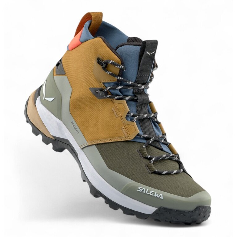 Salewa Wanderschuhe Puez 2 Mid PTX (Trekking, wasserdicht) gold/grün Herren