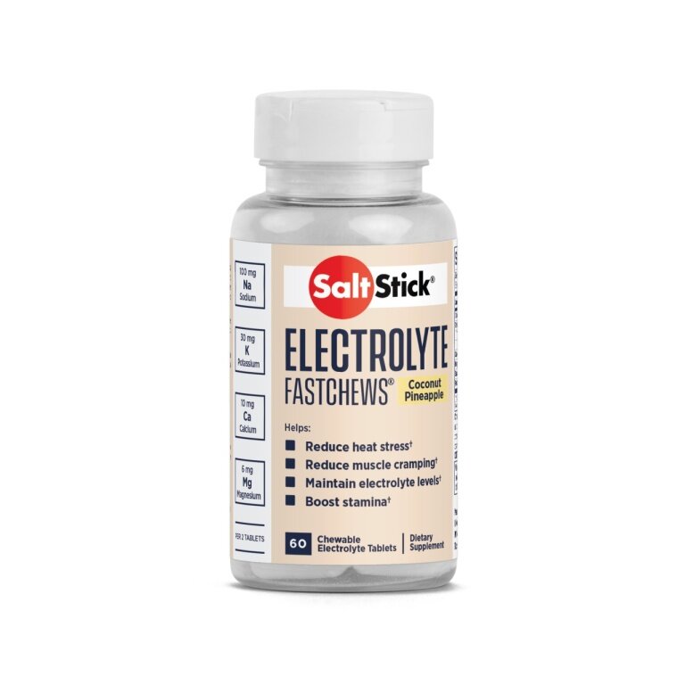 SaltStick FastChews Nahrungsergänzungsmittel (Salz-, Mineralstoffen und Kohlenhydrate) Kokosnuss/Ananas 60 Stück Dose