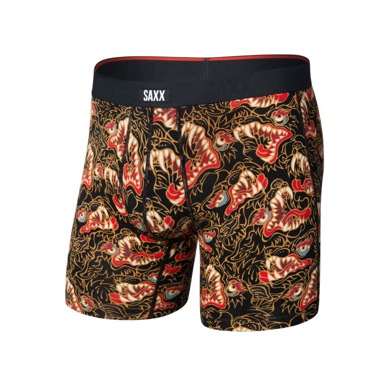 SAXX Boxershorts Vibe Xtra Soft Comfort Boxer Brief Fly Drache schwarz/rot Herren - 1 Stück