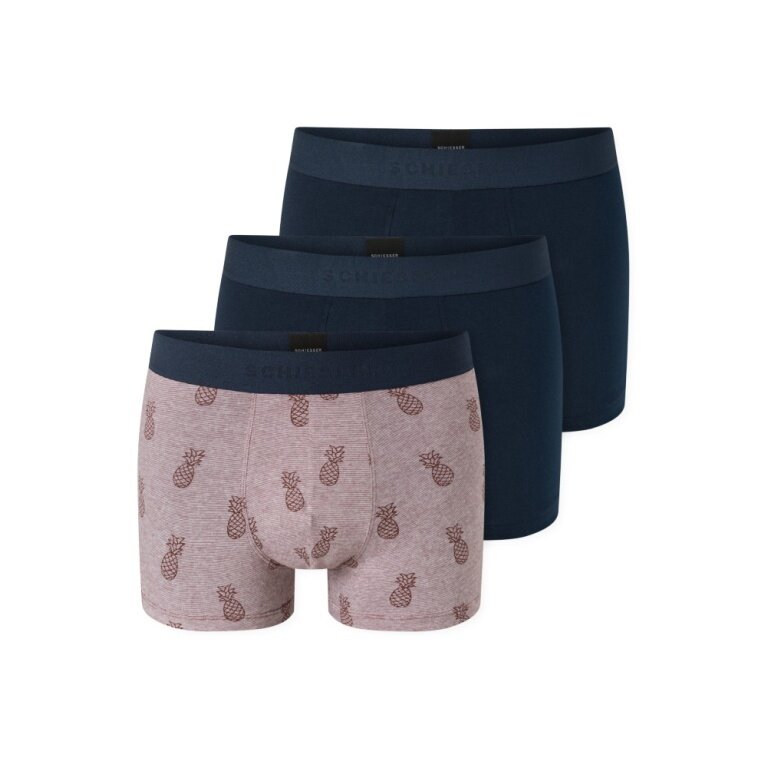 Schiesser Unterwäsche Boxershorts 95/5 Webgummibund 926 Herren-Shorts dunkelblau/braun Herren - 3 Stück