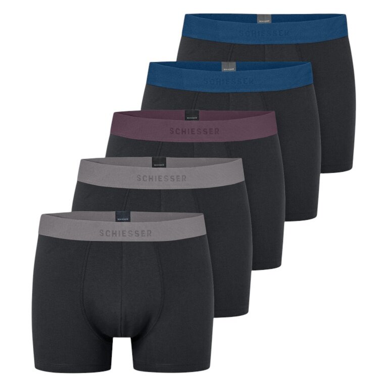 Schiesser Unterwäsche Boxershorts 95/5 Organic Cotton Webgummibund mehrfarbig schwarz Herren - 5 Stück