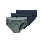 Schiesser Slip Rio Organic Cotton Webgummibund (Schlüpfer) dunkelblau/mineralgrün/gestreift Herren - 3 Stück