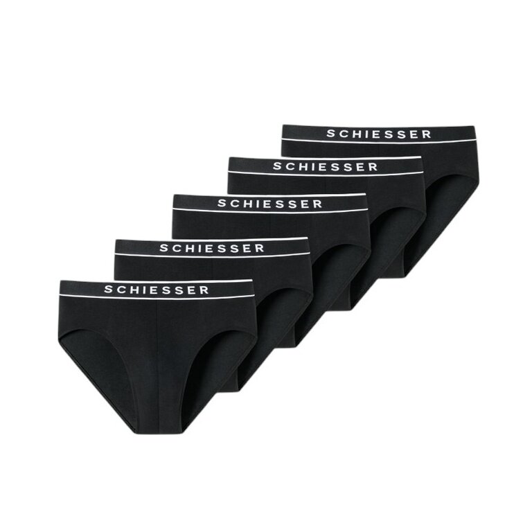 Schiesser Unterwäsche Slip Rio Organic Cotton Webgummibund 95/5 schwarz Herren - 5 Stück
