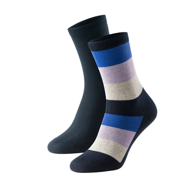 Schiesser Tagessocke Crew Long Life Cool (Baumwolle) dunkelblau/mehrfarbig Damen - 2 Paar