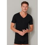 Schiesser T-Shirt V-Ausschnitt 95/5 Kurzarm (95% Baumwolle) Unterwäsche schwarz Herren - 2er Pack