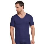 Schiesser T-Shirt Seamless V-Ausschnitt Laser Cut Kurzarm (Interlock, nahtlos) Unterwäsche blau Herren