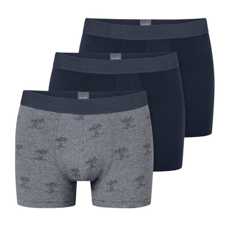 Schiesser Unterwäsche Boxershorts 95/5 Webgummibund dunkelblau/grau Herren - 3 Stück