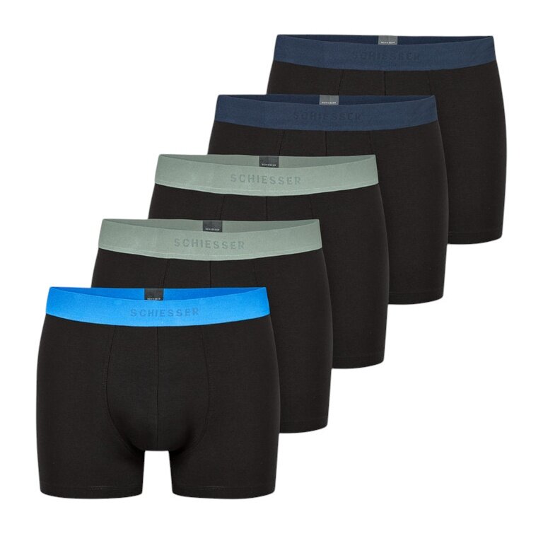 Schiesser Unterwäsche Boxershorts 95/5 Organic Cotton Webgummibund schwarz Herren - 5 Stück