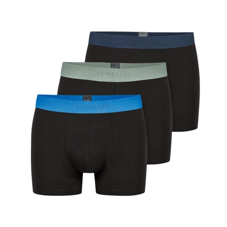 Schiesser Unterwäsche Boxershorts 95/5 Organic Cotton Webgummibund mehrfarbig schwarz Herren - 3 Stück