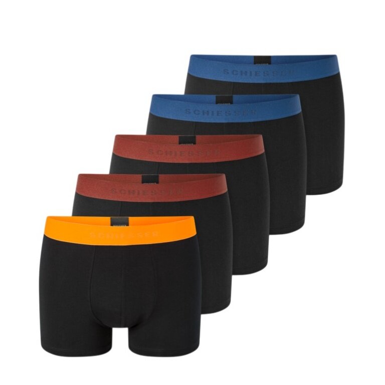 Schiesser Unterwäsche Boxershorts 95/5 Organic Cotton Webgummibund schwarz Herren - 5 Stück