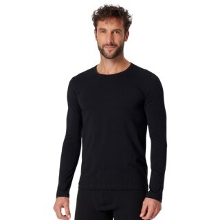 Schiesser Unterwäsche Langarmshirt Organic Cotton Rundhals 95/5 - schwarz Herren