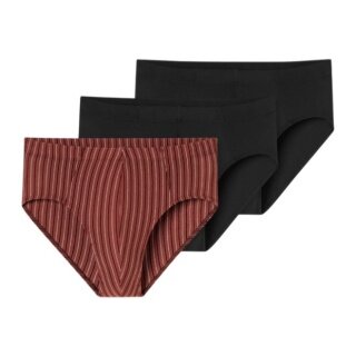 Schiesser Unterwäsche Supermini Slip 95/5 Organic Cotton mehrfarbig schwarz/rotbraun/gestreift 924 Herren - 3 Stück