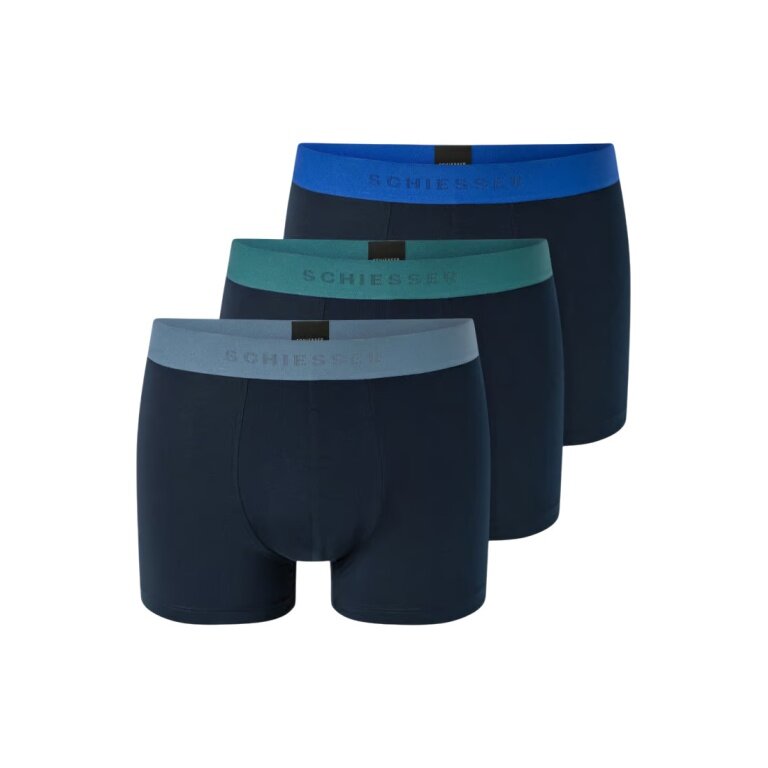 Schiesser Unterwäsche Boxershorts 95/5 Organic Cotton Webgummibund mehrfarbig dunkelblau Herren - 3 Stück