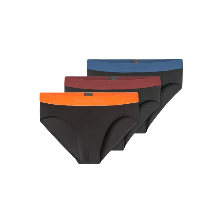 Schiesser Unterwäsche Slip Rio Organic Cotton Webgummibund 95/5 mehrfarbig schwarz 926 Herren - 3 Stück