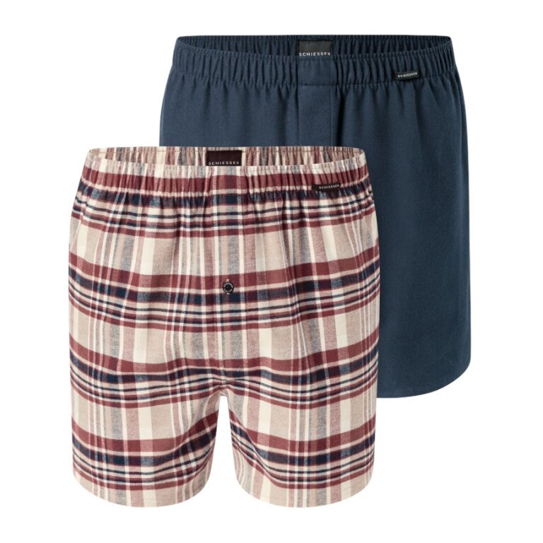 Schiesser Unterwäsche Boxershorts Webware X-Mas mehrfarbig dunkelblau/braun Herren - 2 Stück