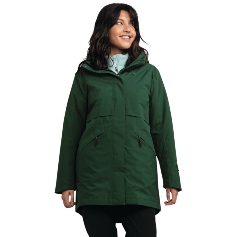 Schöffel Übergangs-Regenjacke Urban Insulated Parka Style Malkay (wasserdicht, atmungsaktiv) grün Damen