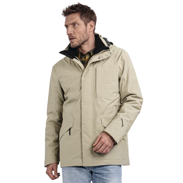 Schöffel Übergangs-Regenjacke Urban 3in1 Parka Style Borkol (wasserdicht, atmungsaktiv) beige Herren