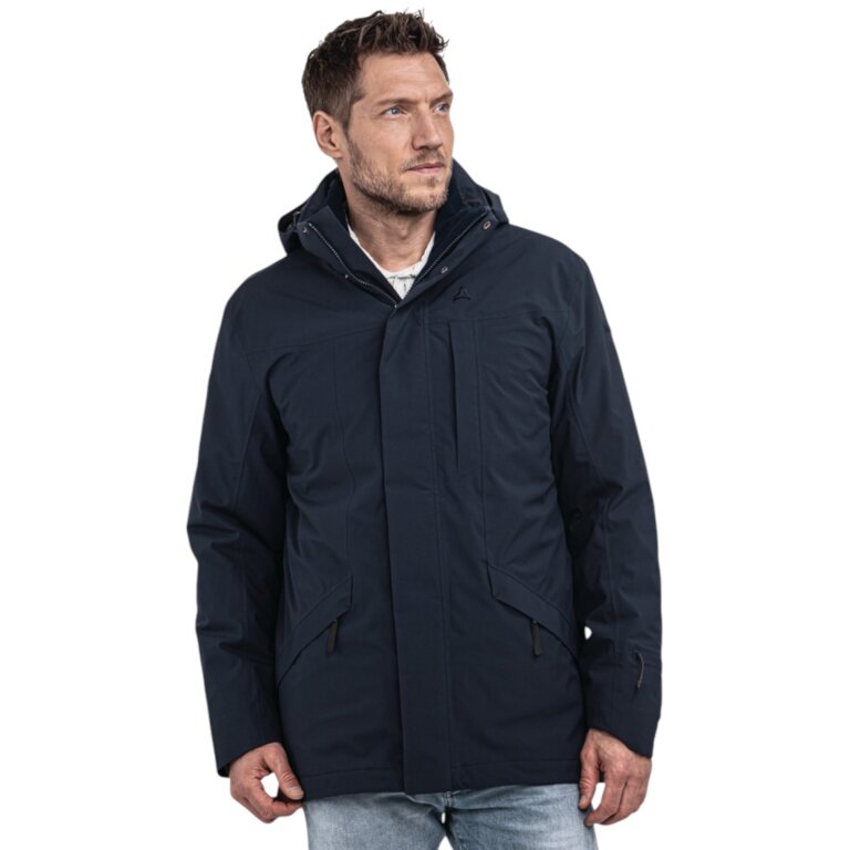 Schöffel Übergangs-Regenjacke Urban 3in1 Parka Style Borkol (wasserdicht, atmungsaktiv) navyblau Herren