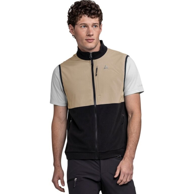 Schöffel Wander-Weste Fleece Vt Style Ash (2-Wege-Stretch, schnelltrocknend) schwarz/beige Herren
