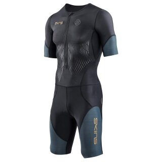 Skins Triathlon-Anzug Elite S/S Tri Suit (enganliegend, High-Tech-Kompression) schwarz/carbon Herren