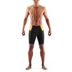 Skins Funktionshose TRI Brand Half Tight Short (für Triathlon, enganliegend, schnelltrocknend) schwarz/gelb Herren