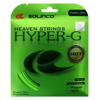 Besaitung mit Tennissaite Solinco Hyper G SOFT grün