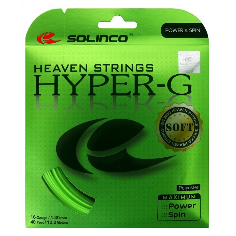 Besaitung mit Tennissaite Solinco Hyper G SOFT grün