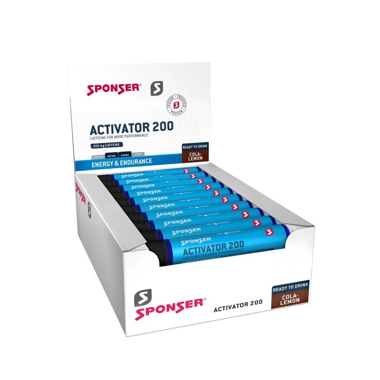 Sponser Activator 200 Ampulle (für Aufmerksamkeit und Konzentration, mit 200mg Koffein) Cola-Lemon 30x25ml - Box