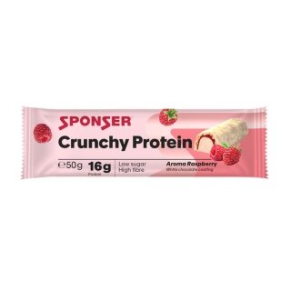 Sponser Crunchy Protein Riegel (über 30% Proteinanteil, nur 1,8g Zucker pro Riegel) Himbeere 12x50g Box