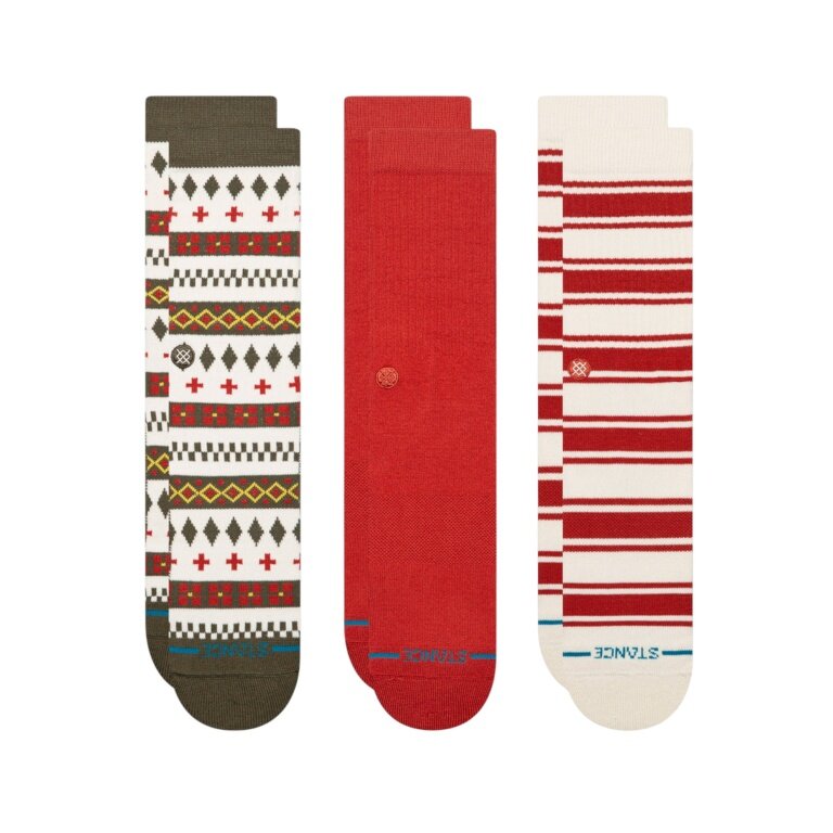 Stance Tagessocke Cabin Days Crew olive/rot/weiss - 3 Paar