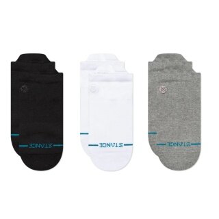 Stance Tagessocke Sneaker Low Tab Icon grau/weiss/schwarz - 3 Paar