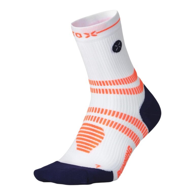 STOX Energy Socks Kompressionssocke Running Ankle Socks (gezielte Kompression) weiß/orange Damen - 1 Paar