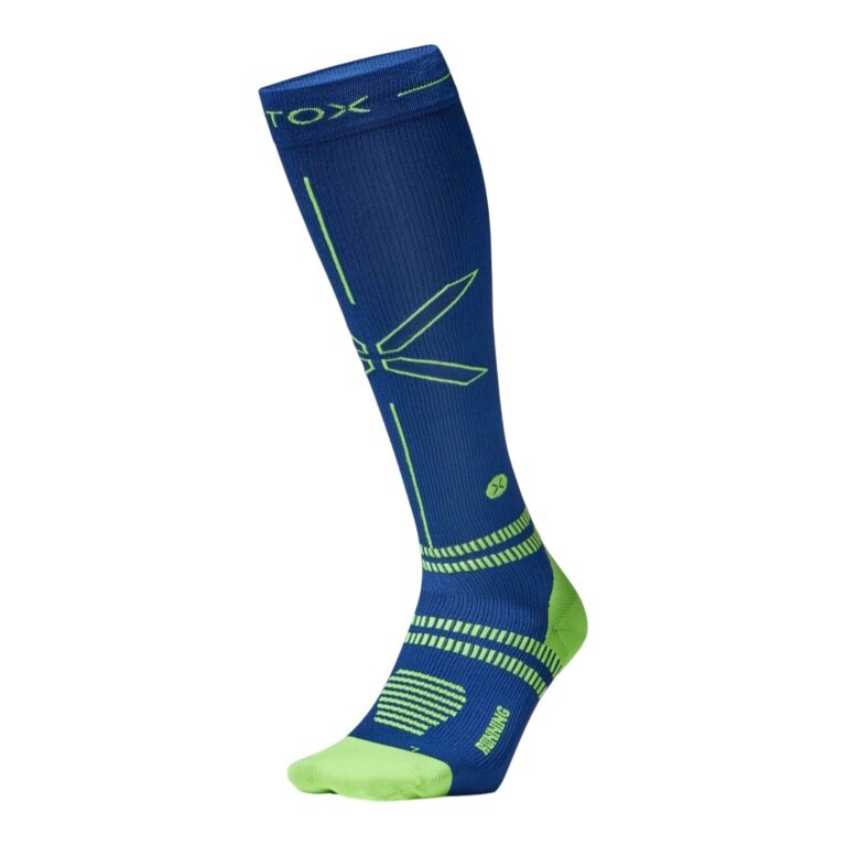 STOX Energy Socks Kompressionssocke Running Socks (fördert Durchblutung) dunkelblau/gelb Herren - 1 Paar