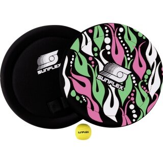 Sunflex Wurfspiel Skilly Set Fireworks - elastischen Fingerschlaufen, Neopren schwarz/pink - 1 Set