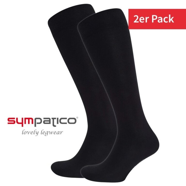 Sympatico Kniestrümpfe 55040 (Bio-Baumwolle) schwarz - 2 Paar