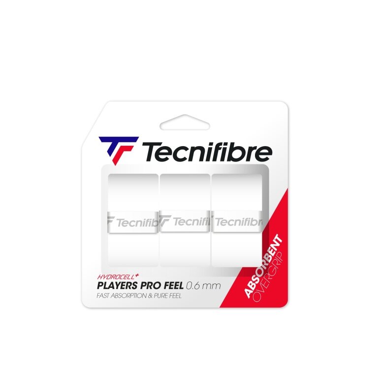 Tecnifibre Overgrip Players Pro Feel 0.6mm (Schweissabsorption) weiss - 3er