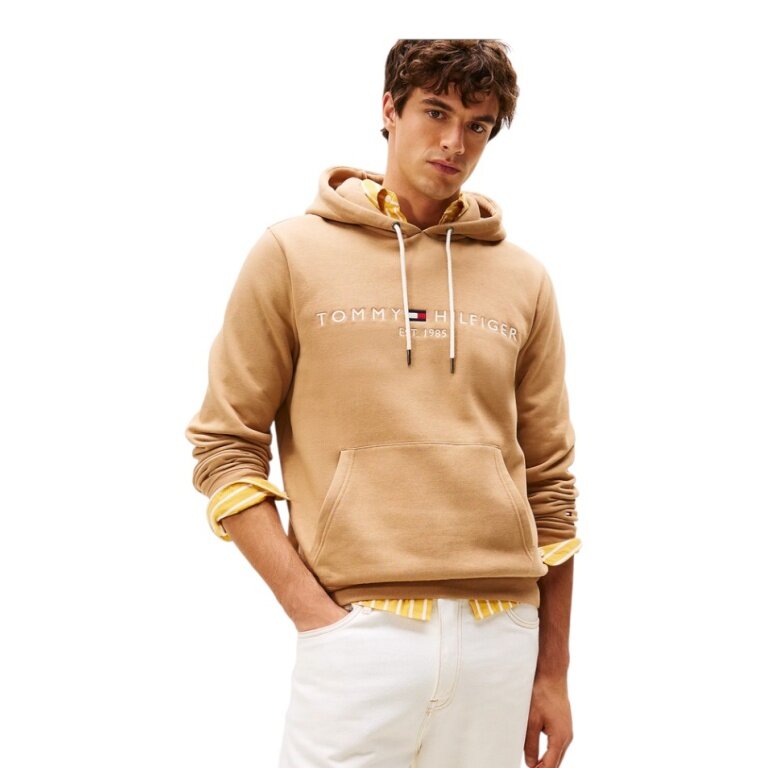 Tommy Hilfiger Kapuzenpullover Flex-Fleece Logo Hoodie (Baumwollmix) camelbraun Herren