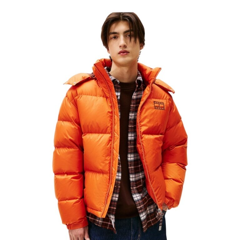 Tommy Jeans Winter-Daunenjacke Alaska Down Puffer EXT (warm, mit Kapuze) orange Herren