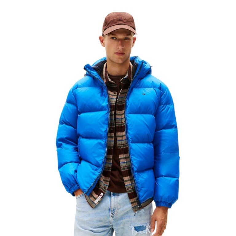 Tommy Jeans Winter-Daunenjacke Essential Down Jacket EXT mit Kapuze (warm, wasserabweisend) indigoblau Herren
