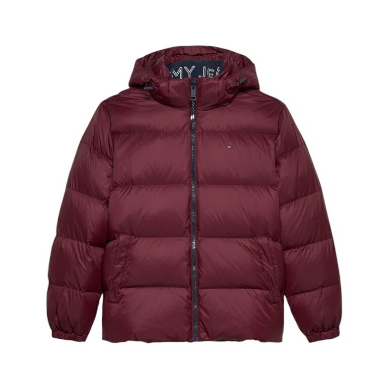 Tommy Jeans Winter-Daunenjacke Essential Down Jacket EXT mit Kapuze (warm, wasserabweisend) burgunderrot Herren