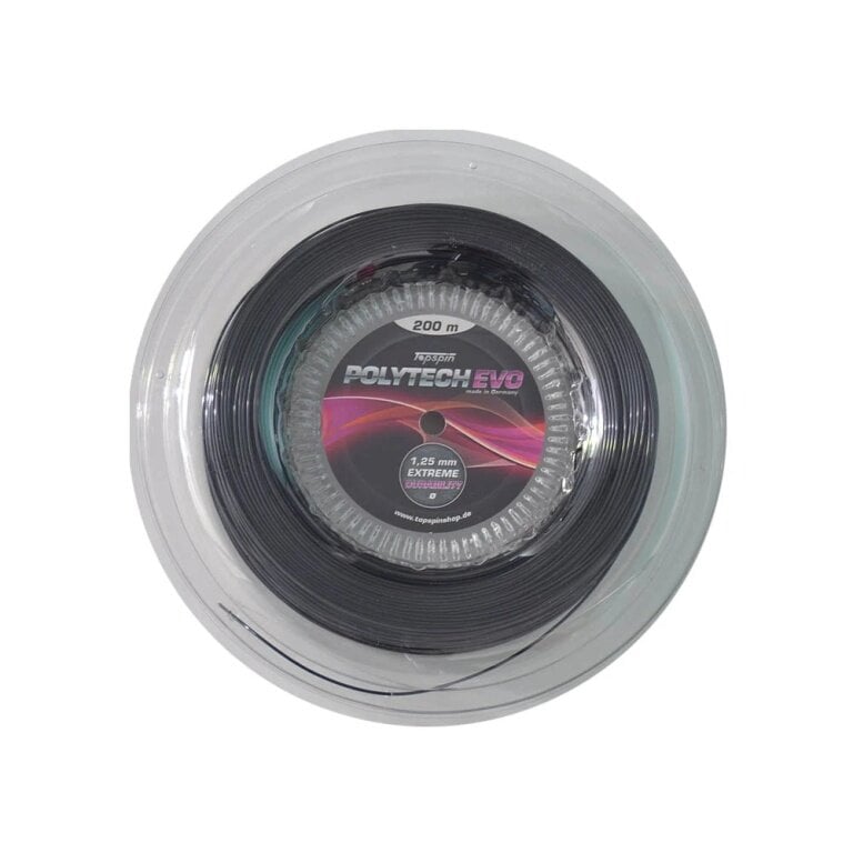 Topspin Tennissaite Poly Tech Evo (Haltbarkeit+Spielkomfort) schwarz 200m Rolle