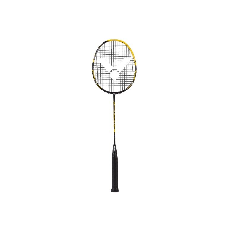 Victor Badmintonschläger Ultramate 9 (grifflastig, steif) schwarz/gelb - besaitet -