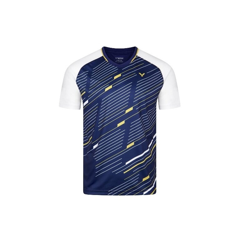 Victor Sport-Tshirt T-43100 B (100% rec. Polyester) dunkelblau/weiss Herren
