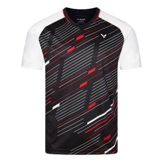Victor Sport-Tshirt T-43101 C (V-Ausschnitt) schwarz/weiss/rot Herren