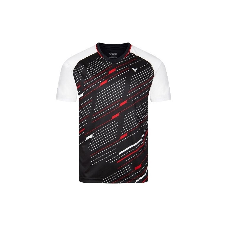 Victor Sport-Tshirt T-43101 C (V-Ausschnitt) schwarz/weiss/rot Jungen