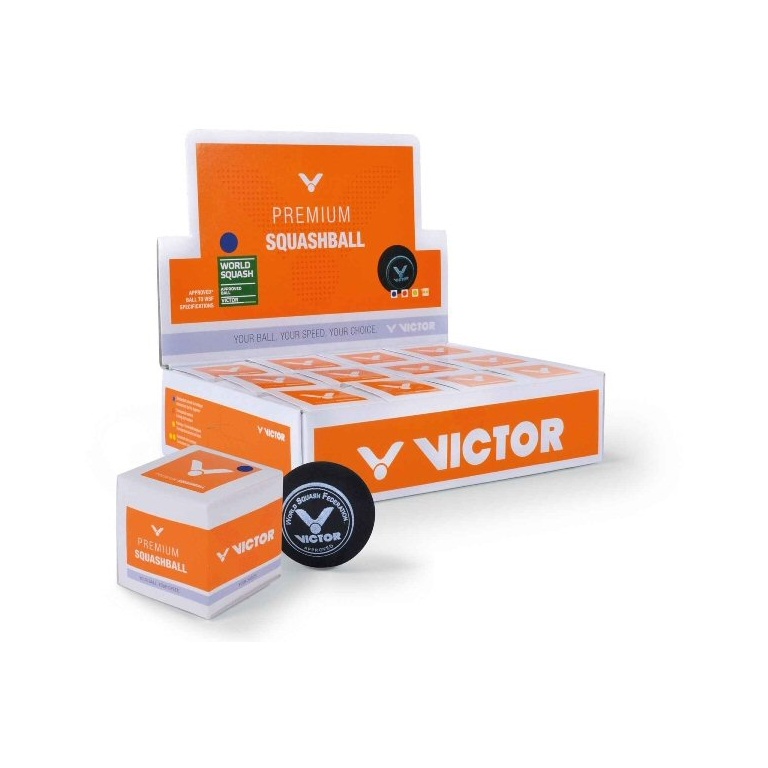 Victor Squashball (blauer Punkt, Speed schnell) schwarz <b>- 12 Bälle im Karton</b>