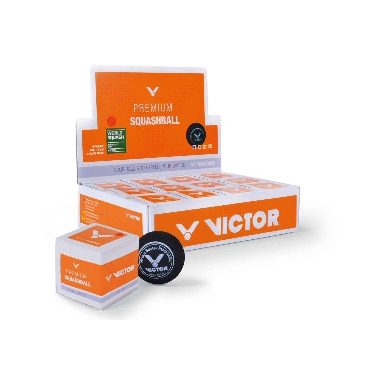 Victor Squashball (roter Punkt, Speed mittel) schwarz<b> - 12 Bälle im Karton</b>