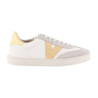 victoria Sneaker Berlin Ciclista (Lederoptik/Velourleder) - weiss/gelb
